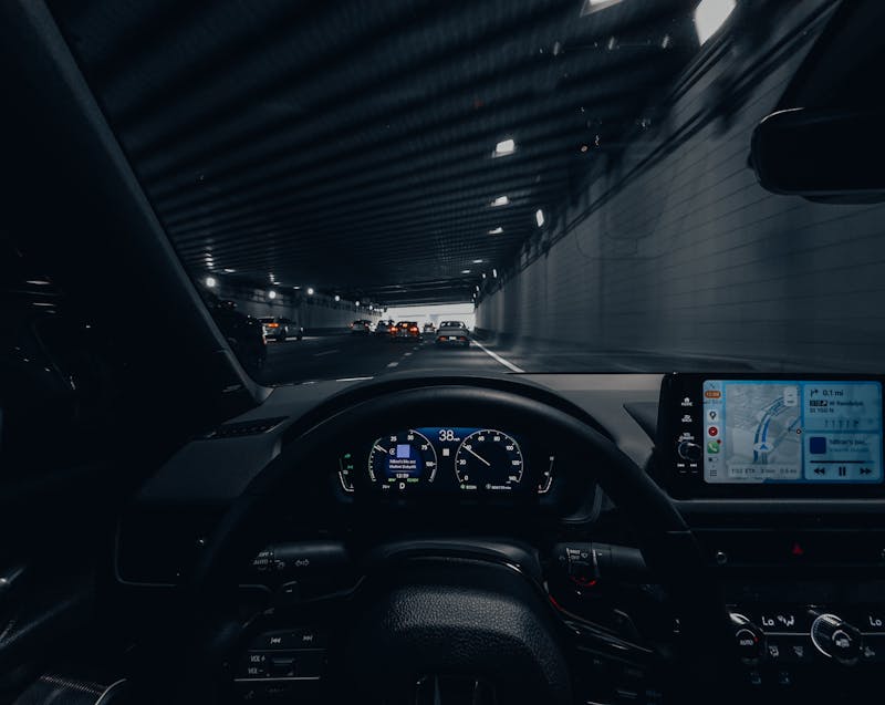 a self-driving car on the road